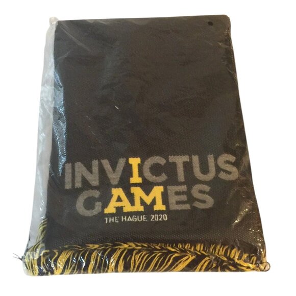 INVICTUS GAMES The Hague 2020 Fringed Scarf Charcoal Yellow White - Picture 1 of 7